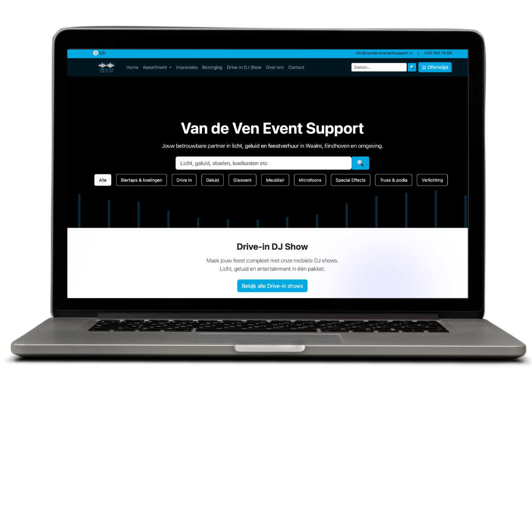 Screenshot van Van de Ven Events